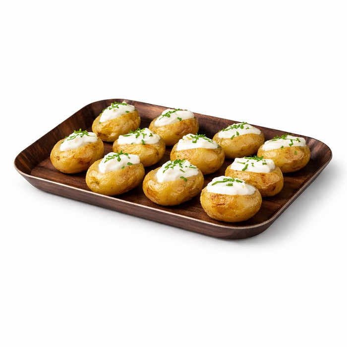 Bandeja de cartón laminado con impresión en madera oscura 185x135mm H19mm - 200Uds