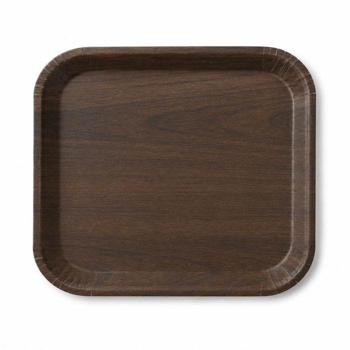 Bandeja de cartón laminado con impresión en madera oscura 185x135mm H19mm - 200Uds