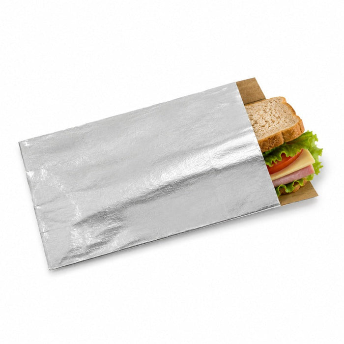 Funda bocadillo aluminio con interior kraft marrón 140x220mm A70mm - 1000Uds