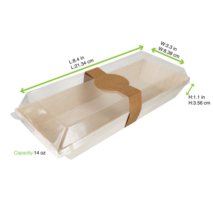 Bandeja de madera rectangular Samouraï 215x85mm A28mm - 100Uds
