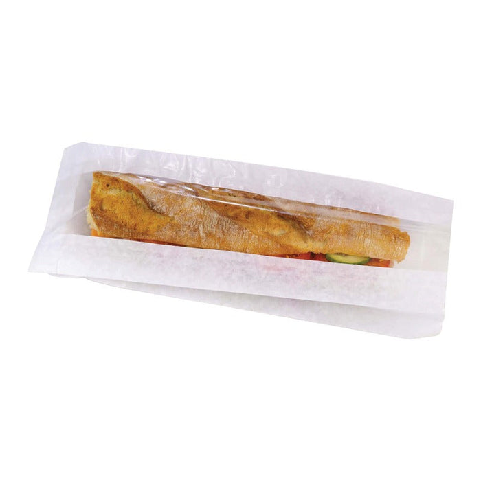 Bolsa papel blanca con ventana para bocadillo 120x40mm A340mm - 1000Uds