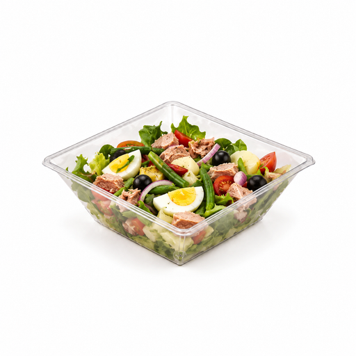 Ensaladera PET cuadrada transparente (sin Tapa) 1000ml 195x195mm A70mm - 300Uds