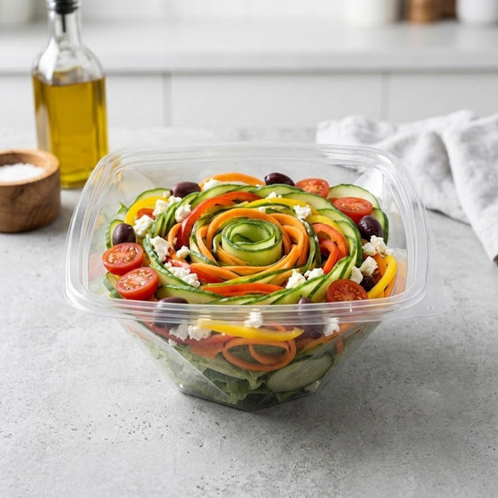 Ensaladera PET cuadrada transparente (sin Tapa) 1000ml 200x200mm A80mm - 400Uds