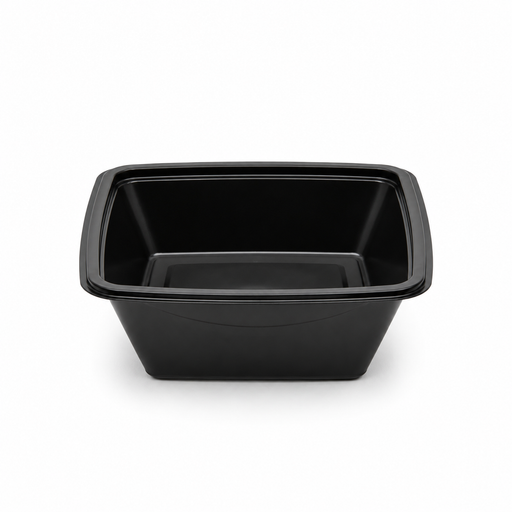 Ensaladera PET cuadrada negra 750ml 160x160mm A70mm - 400Uds