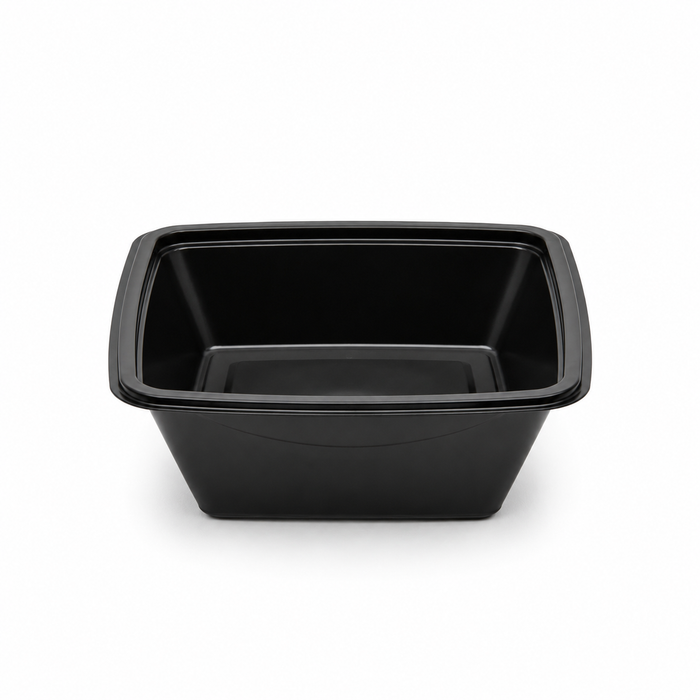 Ensaladera PET cuadrada negra 750ml 160x160mm A70mm - 400Uds