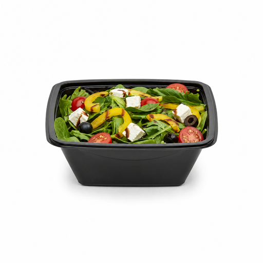 Ensaladera PET cuadrada negra 750ml 160x160mm A70mm - 400Uds