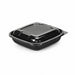 Combo Ensaladera PET cuadrada negra con Tapa 750ml 190x190mm A65mm - 200Uds