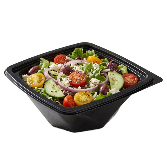 Ensaladera PET cuadrada negra (sin Tapa) 1000ml 200x200mm A80mm - 400Uds