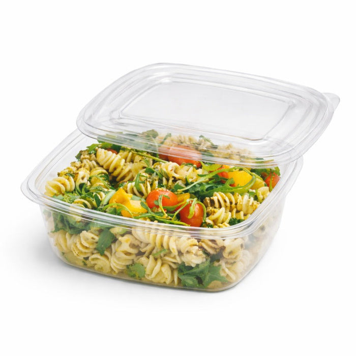 Combo Ensaladera PET cuadrada con Tapa 480ml 130x130mm A60mm - 100Uds