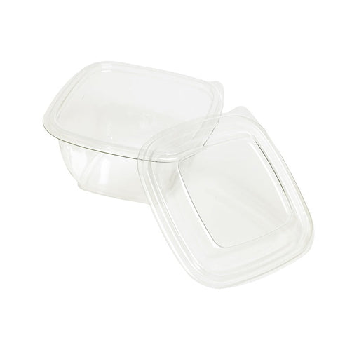 Combo Ensaladera PET cuadrada con Tapa 480ml 130x130mm A60mm - 100Uds