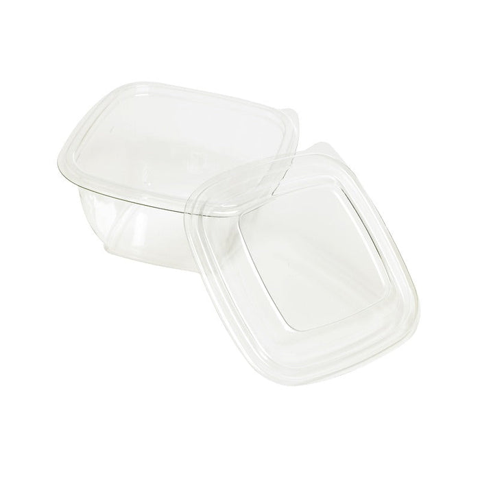 Combo Ensaladera PET cuadrada con Tapa 480ml 130x130mm A60mm - 100Uds