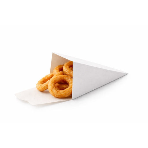 Cono de cartón blanco para snack 90x90mm A190mm - 400Uds