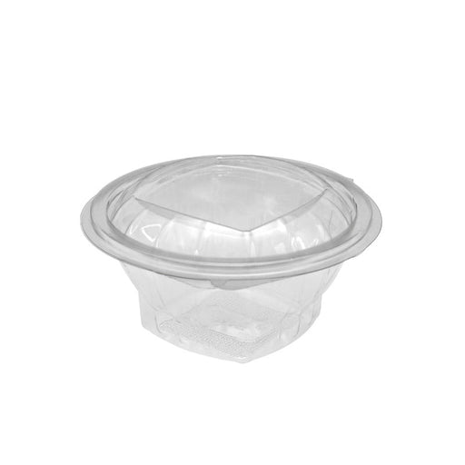 Ensaladera con tapa bisagra redonda trasnsparete PET 250ml Ø100mm A48mm - 500Uds