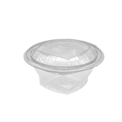Ensaladera con tapa bisagra redonda trasnsparete PET 500ml Ø135mm A56mm - 500Uds