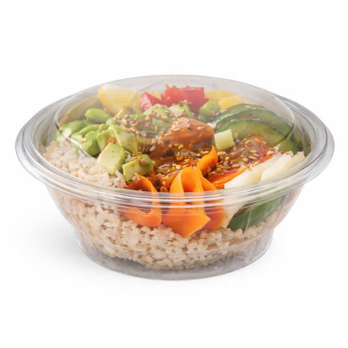 Ensaladera con tapa bisagra redonda trasnsparete PET 750ml Ø151mm A60mm - 200Uds