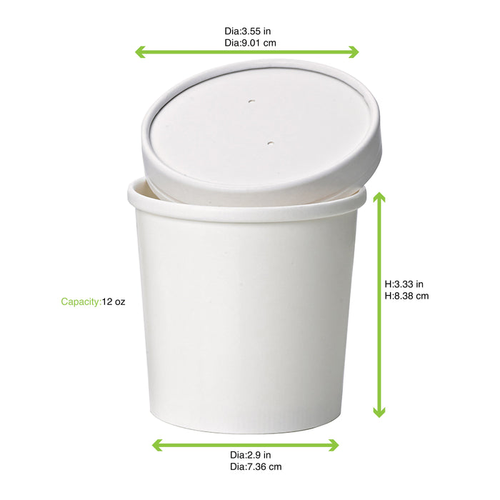 Vaso de cartón blanco para caliente/frío (vendido sin tapa) 350ml A89mm - 500Uds