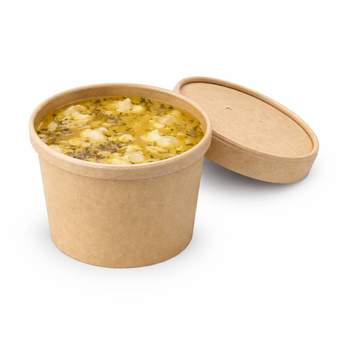 Vaso sopa cartón kraft para caliente/frío con tapa 350ml A85mm - 500Uds