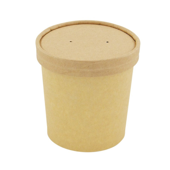 Vaso sopa cartón kraft para caliente/frío con tapa 350ml A85mm - 500Uds