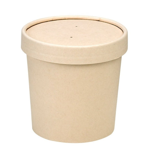 Vaso sopa cartón-fibra de bambú para caliente/frío con tapa 350ml A86mm - 500Uds