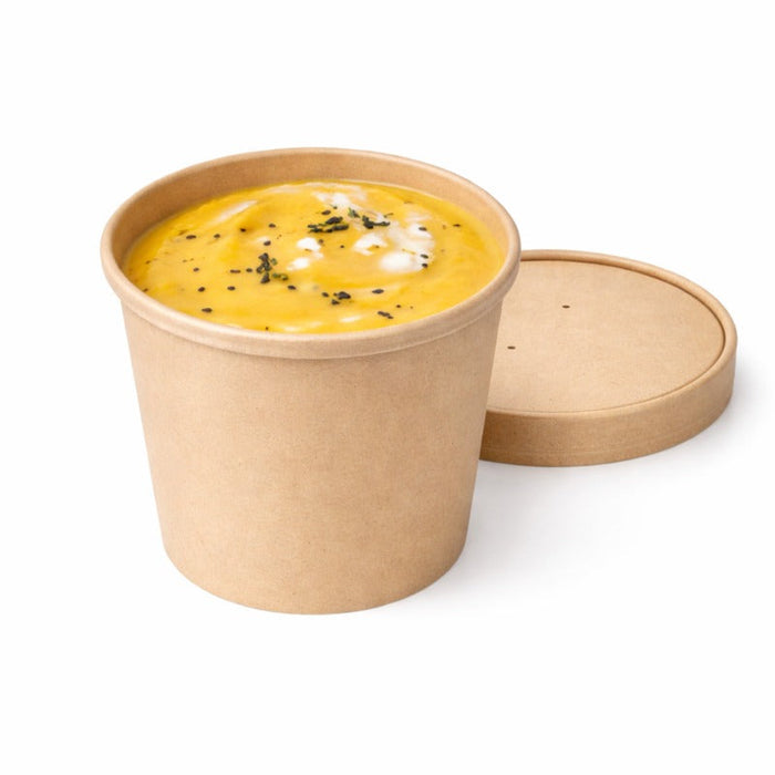 Vaso sopa cartón-fibra de bambú para caliente/frío con tapa 710ml A110mm - 250Uds