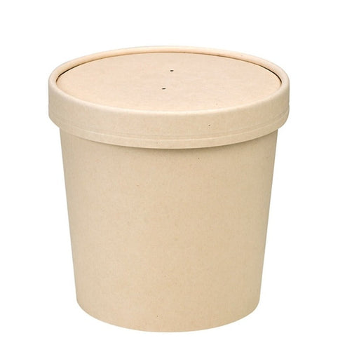 Vaso sopa cartón-fibra de bambú para caliente/frío con tapa 710ml A110mm - 250Uds