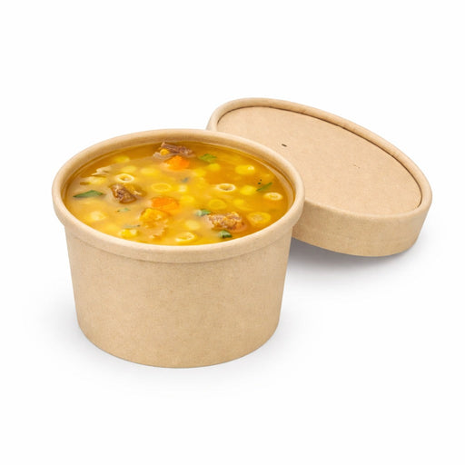 Vaso sopa cartón-fibra de bambú para caliente/frío con tapa 240ml A75mm - 500Uds