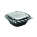 Combo Ensaladera PET cuadrada negra con Tapa 1000ml 190x190mm A55mm - 150Uds