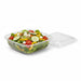 Combo Ensaladera PET cuadrada transparente con Tapa 1000ml 190x190mm A55mm - 150Uds