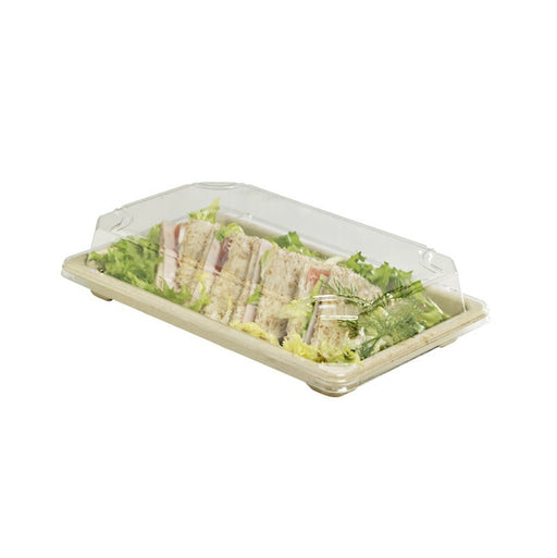 Bandeja sushi de pulpa con tapa transparente 216x135mm A40mm - 200Uds