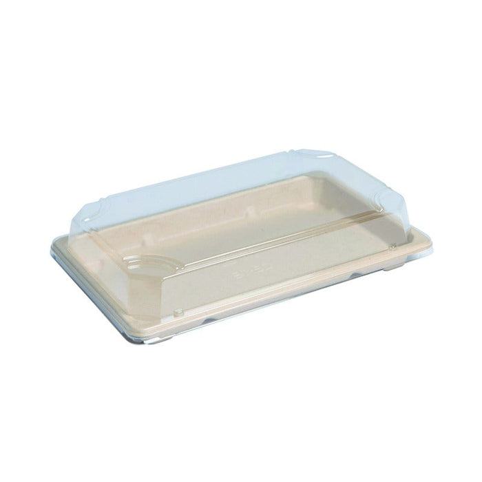 Bandeja sushi de pulpa con tapa transparente 216x135mm A40mm - 200Uds