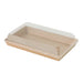 Bandeja para sushi kraft con tapa PET transparente 225x138mm A25mm - 300Uds