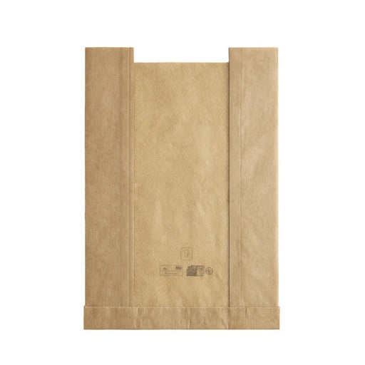 Bolsa de papel kraft marrón con ventana microperforada 180x40mm H220mm - 1000Uds