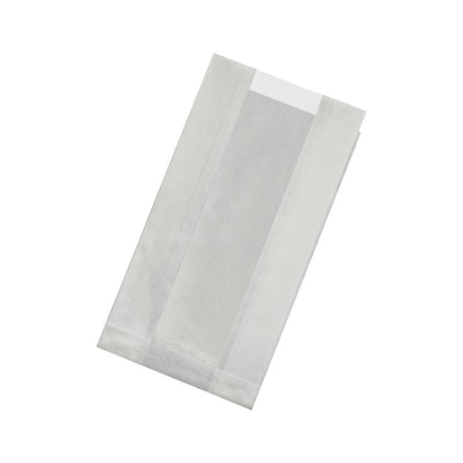 Bolsa de papel kraft antigrasa blanca con ventana PP 220x120mm A50mm - 1000Uds