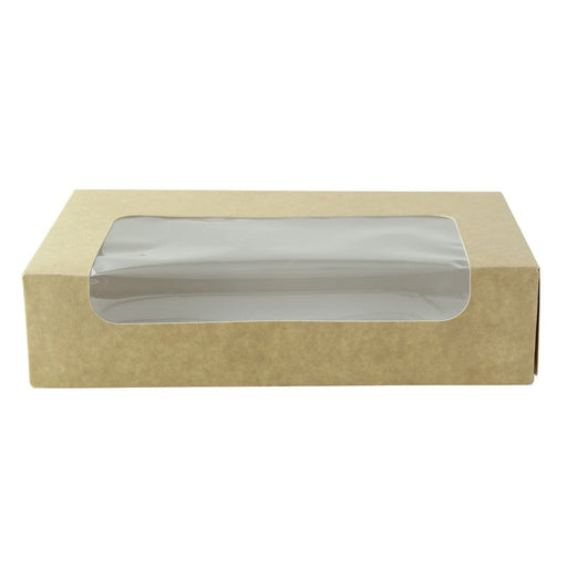 Caja cartón kraft laminada con ventana 190x113mm A44mm - 200Uds