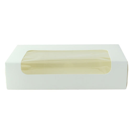 Caja cartón blanca laminada con ventana 190x113mm A44mm - 200Uds