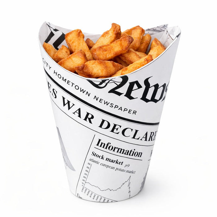 Vaso para snack de cartón blanco con cierre decoración News 270ml A118mm - 1000Uds