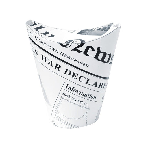 Vaso para snack de cartón blanco con cierre decoración News 270ml A118mm - 1000Uds