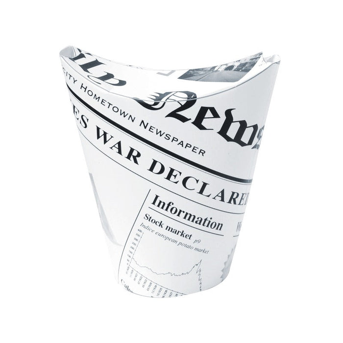Vaso para snack de cartón blanco con cierre decoración News 270ml A118mm - 1000Uds