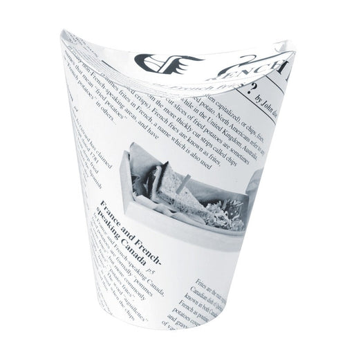 Vaso para snack de cartón blanco con cierre decoración News 350ml A139mm - 1000Uds