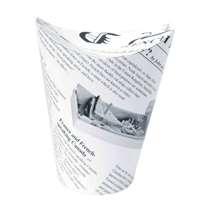 Vaso para snack de cartón blanco con cierre decoración News 350ml A139mm - 1000Uds