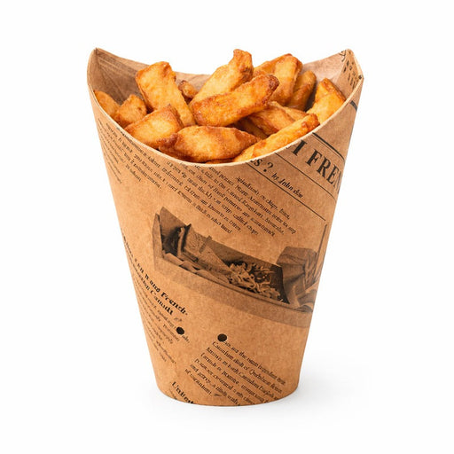 Pote de cartón marrón con cierre decoración News para Burritos/Wraps/Snacks 480ml A123mm - 1000Uds