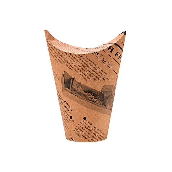 Pote de cartón marrón con cierre decoración News para Burritos/Wraps/Snacks 480ml A123mm - 1000Uds