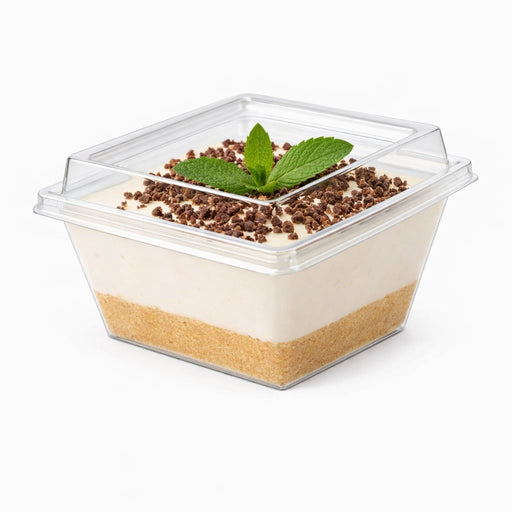 Envase Deli PET Piramide transparente con tapa bisagra 250ml 105x105mm A55mm - 500Uds