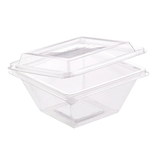 Envase Deli PET Piramide transparente con tapa bisagra 250ml 105x105mm A55mm - 500Uds