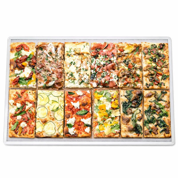 Rejilla rectangular de aluminio para pizza con base perforada 600x400mm A10mm - 12Uds