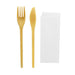Kit cubiertos de madera 3/1: cuchillo tenedor servilleta, funda kraft A250mm - 250Uds