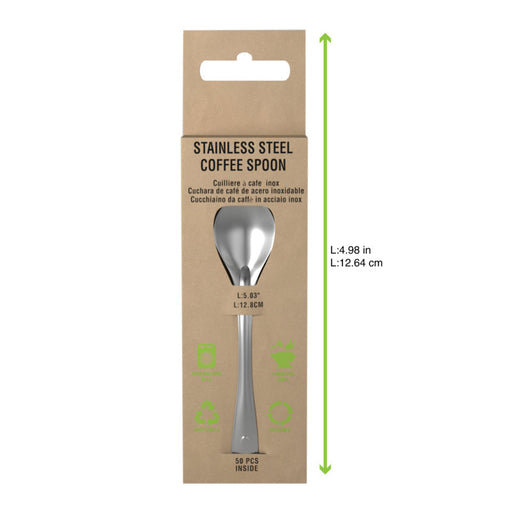 Cuchara de café de acero inoxidable con estuche, se debe lavar antes de usar 128x27mm A15mm - 500Uds