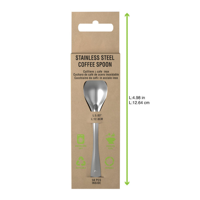 Cuchara de café de acero inoxidable con estuche, se debe lavar antes de usar 128x27mm A15mm - 500Uds