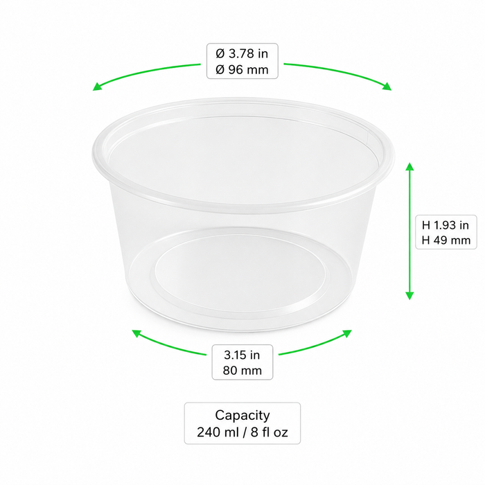 Tarro delicatessen de PP moldeado por inyección H49mm 240ml - 500Uds