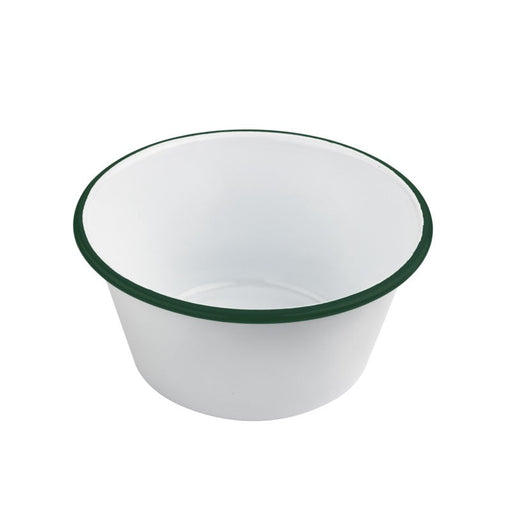 Cuenco de acero esmaltado blanco Enamely con borde verde 1500ml Ø180mm A90mm - 12Uds